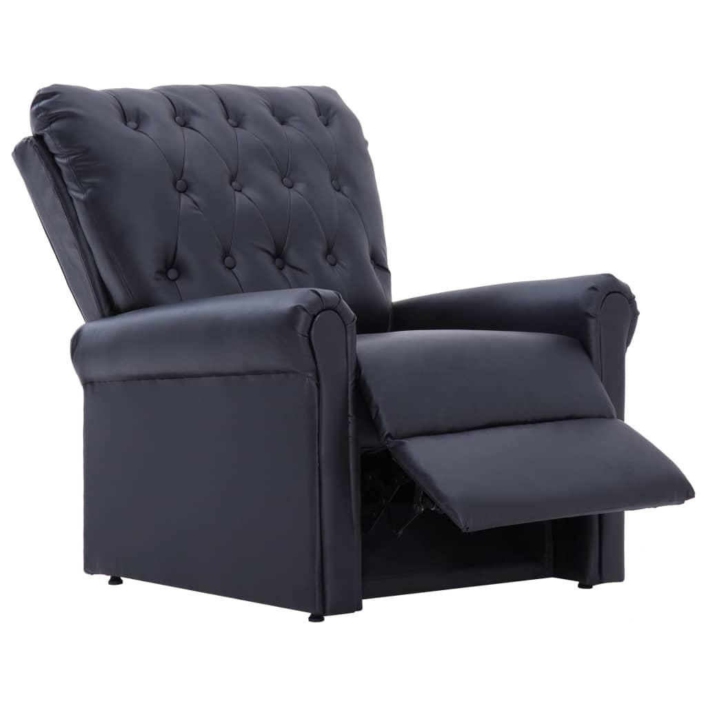 Reclining Chair Black Faux Leather