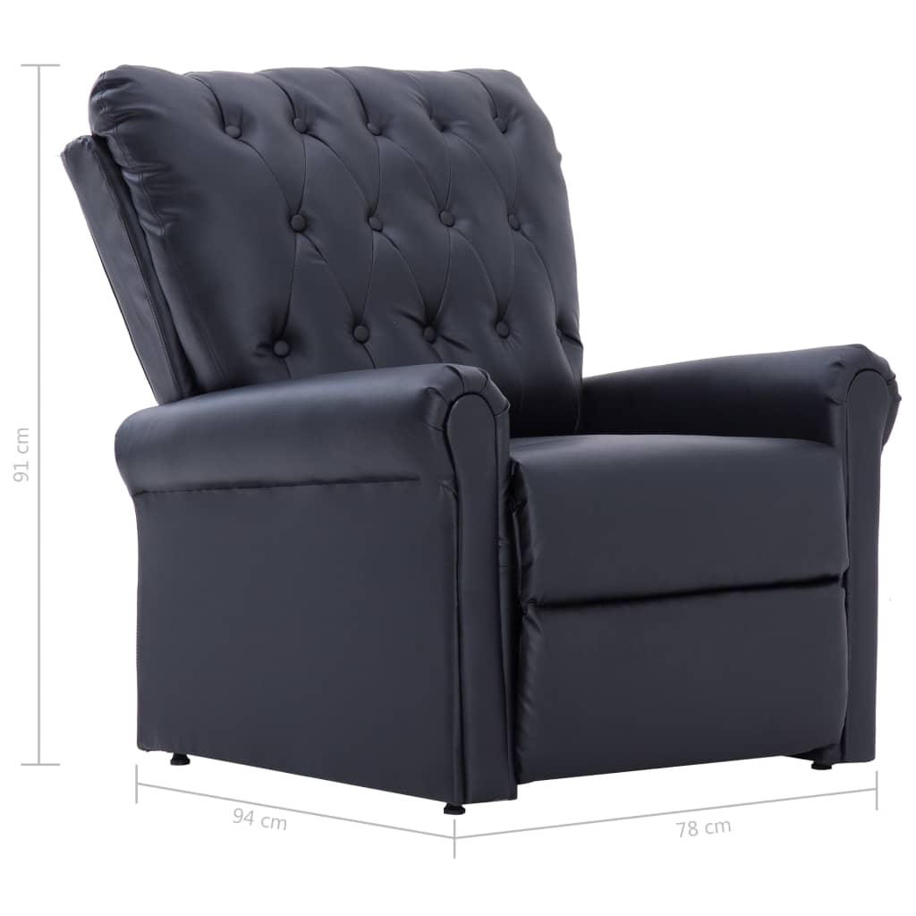 Reclining Chair Black Faux Leather