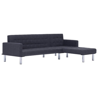 L-shaped Sofa Bed Dark grey Polyester