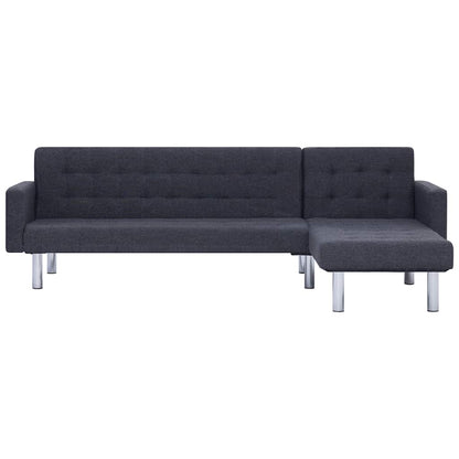 L-shaped Sofa Bed Dark grey Polyester