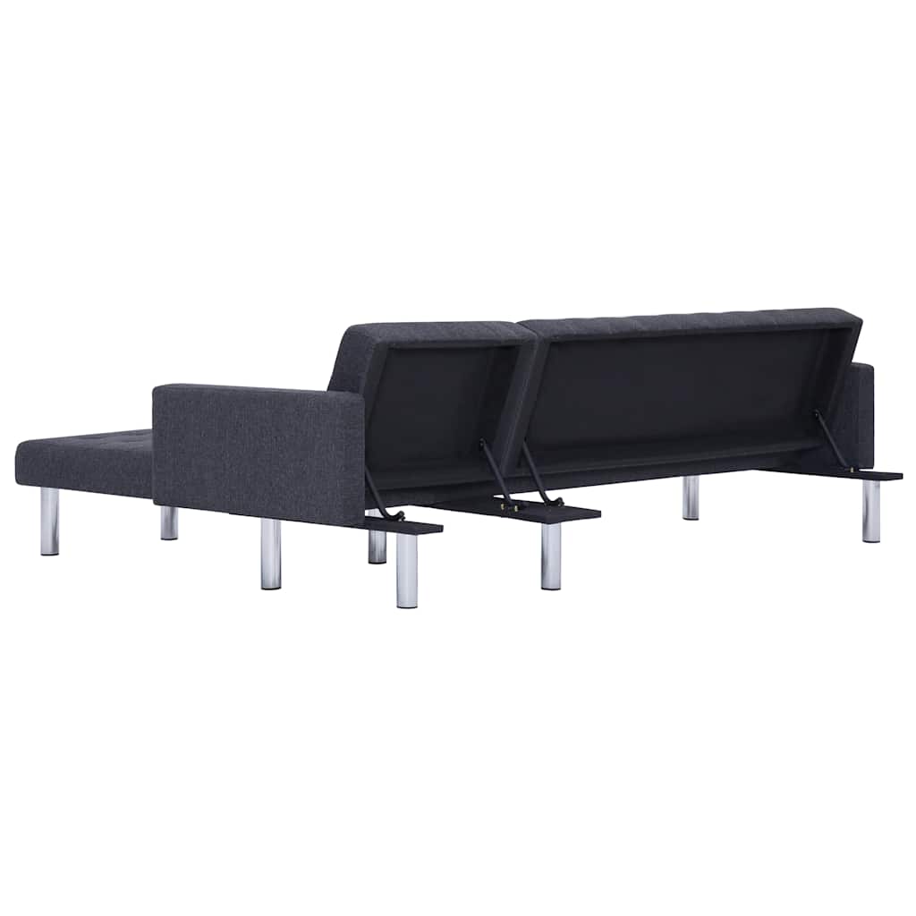 L-shaped Sofa Bed Dark grey Polyester