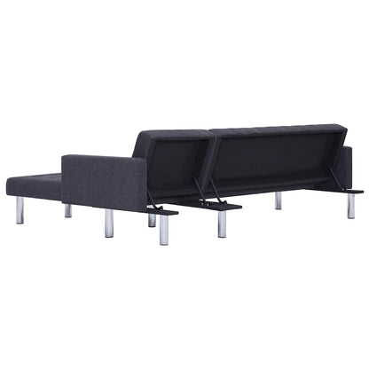 L-shaped Sofa Bed Dark grey Polyester
