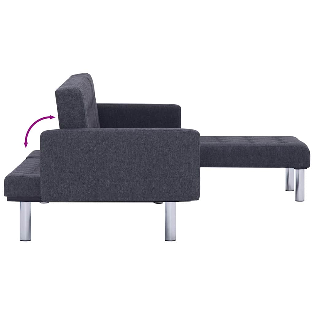 L-shaped Sofa Bed Dark grey Polyester