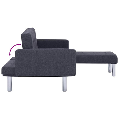 L-shaped Sofa Bed Dark grey Polyester