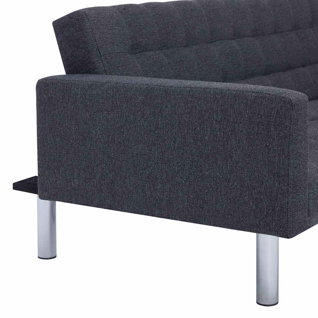 L-shaped Sofa Bed Dark grey Polyester