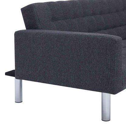L-shaped Sofa Bed Dark grey Polyester