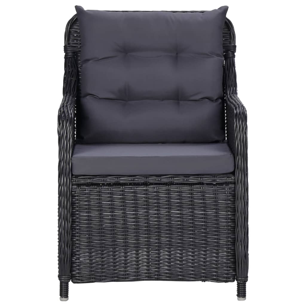 Patio Chairs 2 pcs with Cushions Poly Rattan Black