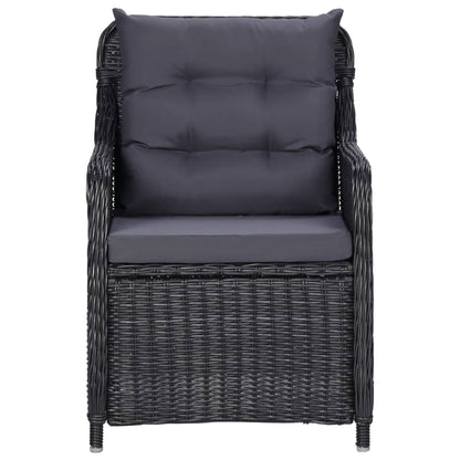 Patio Chairs 2 pcs with Cushions Poly Rattan Black