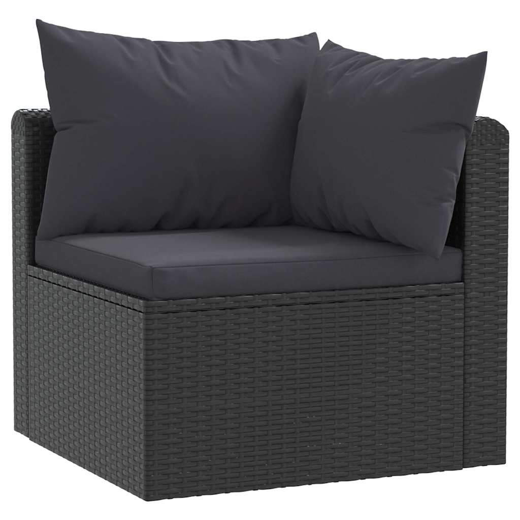 2 Piece Patio Sofa Set with Cushions Poly Rattan Black
