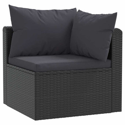 2 Piece Patio Sofa Set with Cushions Poly Rattan Black