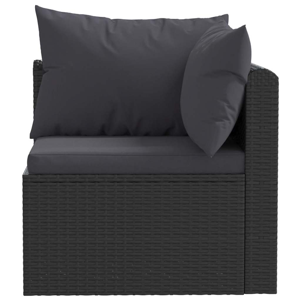 3 Piece Patio Sofa Set with Cushions Poly Rattan Black