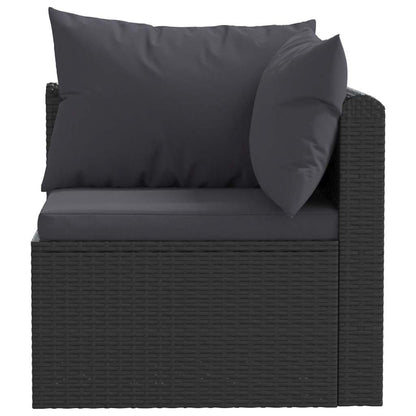 3 Piece Patio Sofa Set with Cushions Poly Rattan Black