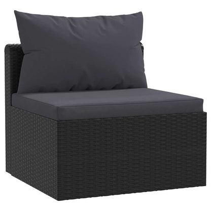 3 Piece Patio Sofa Set with Cushions Poly Rattan Black
