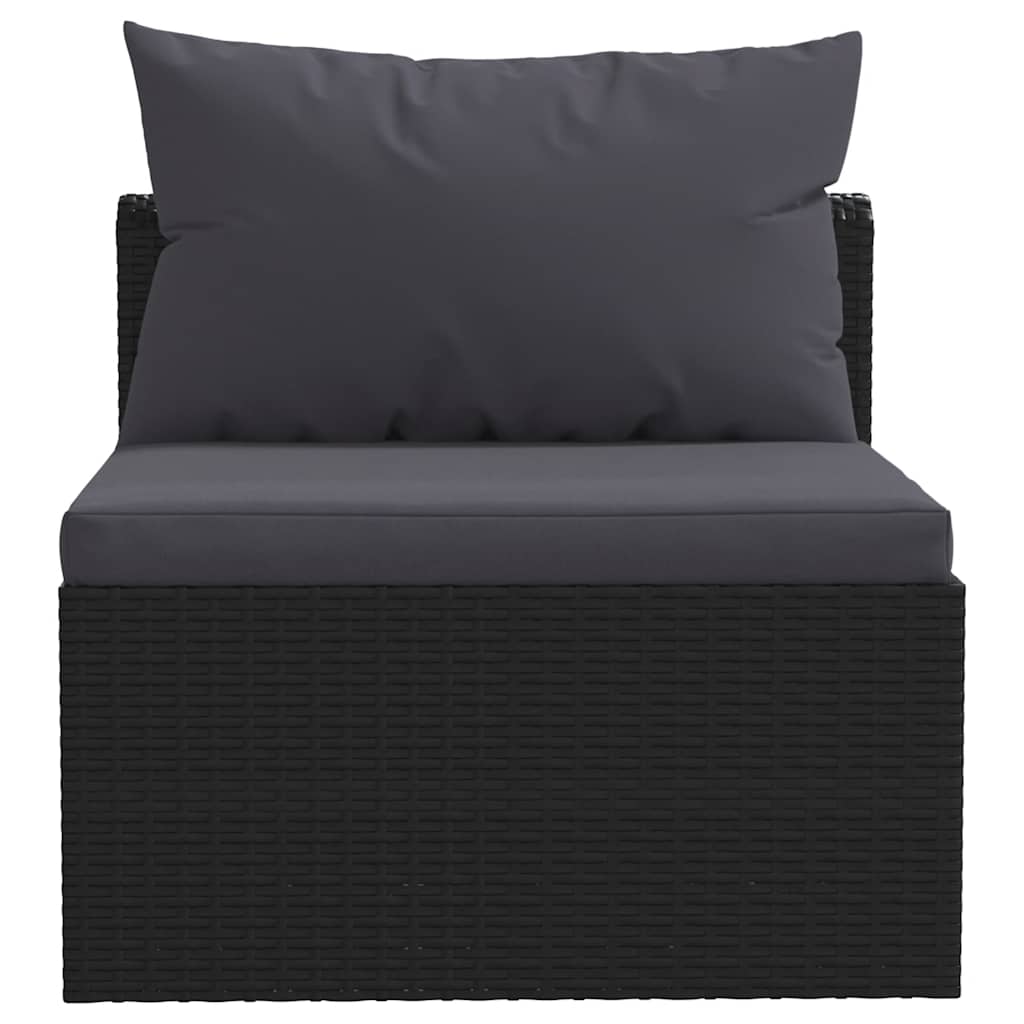 3 Piece Patio Sofa Set with Cushions Poly Rattan Black