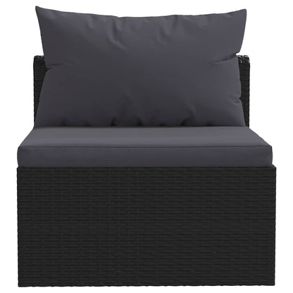 3 Piece Patio Sofa Set with Cushions Poly Rattan Black