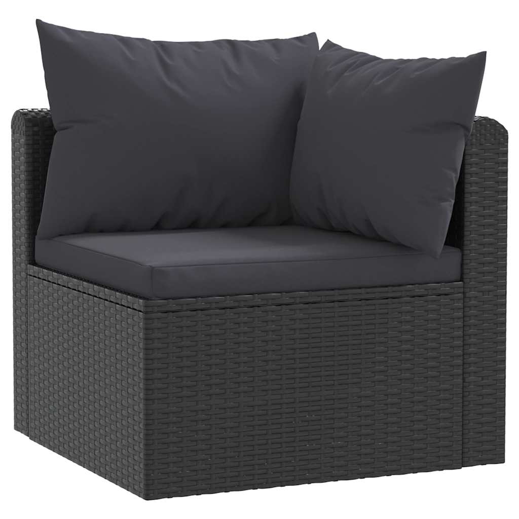 4 Piece Patio Sofa Set with Cushions Poly Rattan Black