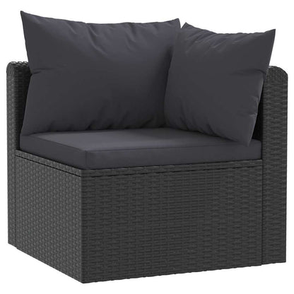 4 Piece Patio Sofa Set with Cushions Poly Rattan Black