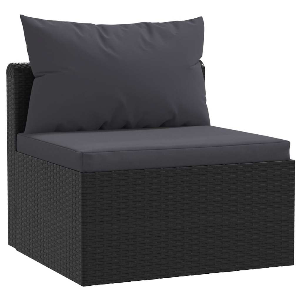 4 Piece Patio Sofa Set with Cushions Poly Rattan Black