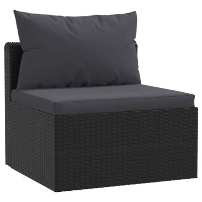 4 Piece Patio Sofa Set with Cushions Poly Rattan Black