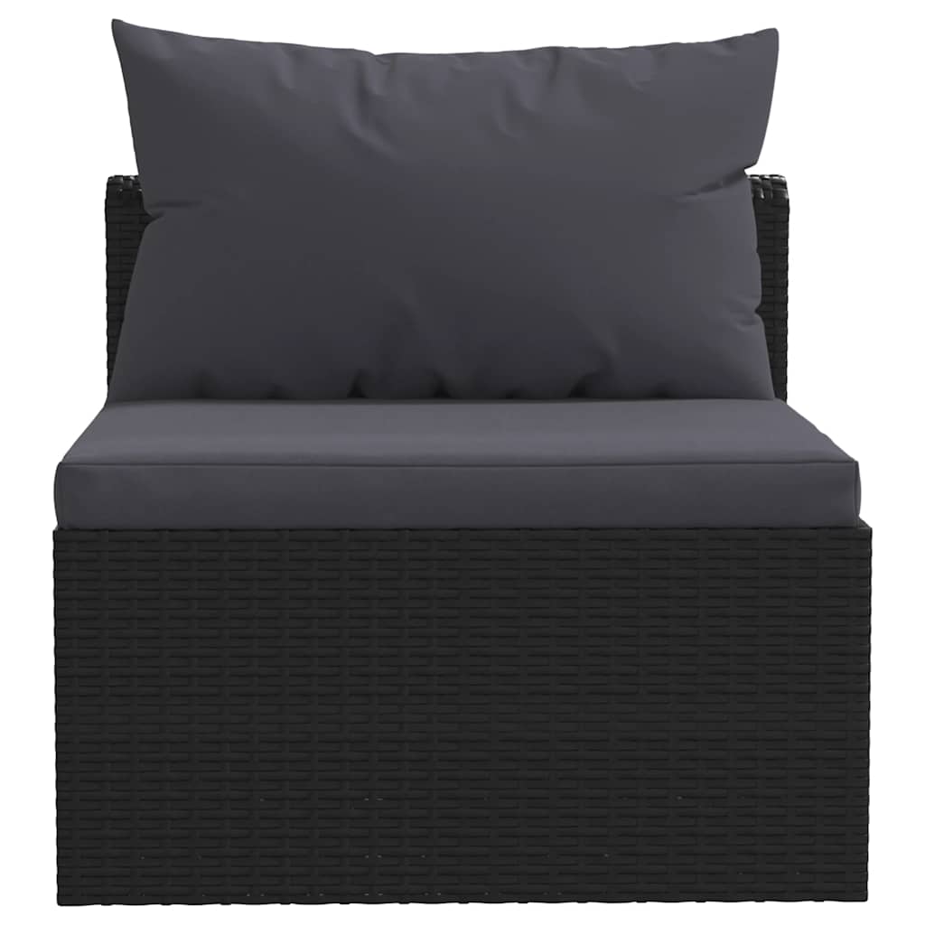4 Piece Patio Sofa Set with Cushions Poly Rattan Black