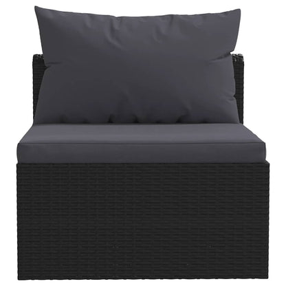 4 Piece Patio Sofa Set with Cushions Poly Rattan Black