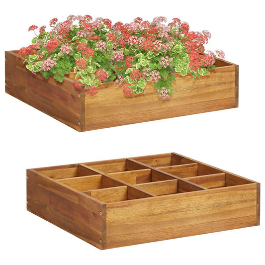 Garden Raised Bed | Natural wood | Solid acacia wood | 60x60x15 cm