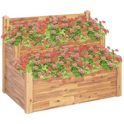 2-Tier Garden Planter 110x75x84 cm Solid Acacia Wood