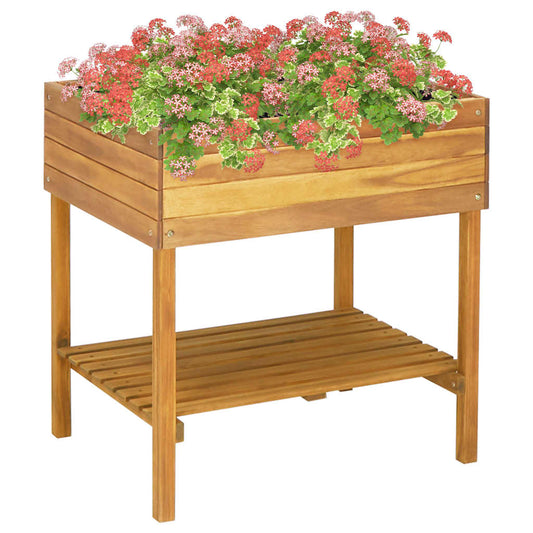 Garden Planter | Natural wood | Solid acacia wood with PVC