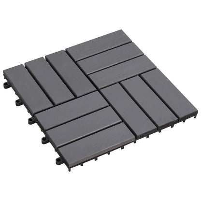 Decking Tile 10 pcs Grey 30 x 30 cm Acacia Hardwood