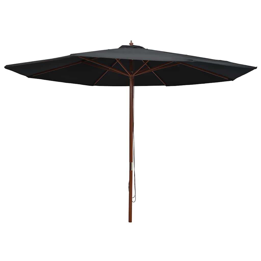 Garden Parasol | Black | Bamboo, hardwood, polyester | Large | Foldable