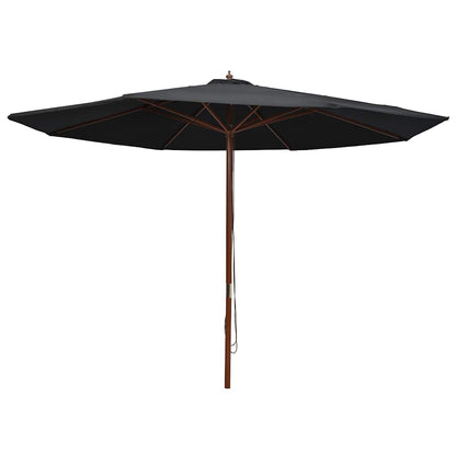 Garden Parasol | Black | Bamboo, hardwood, polyester | Large | Foldable