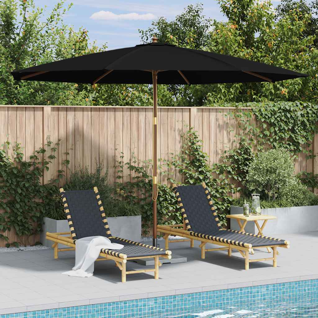 Garden Parasol | Black | Bamboo, hardwood, polyester | Large | Foldable
