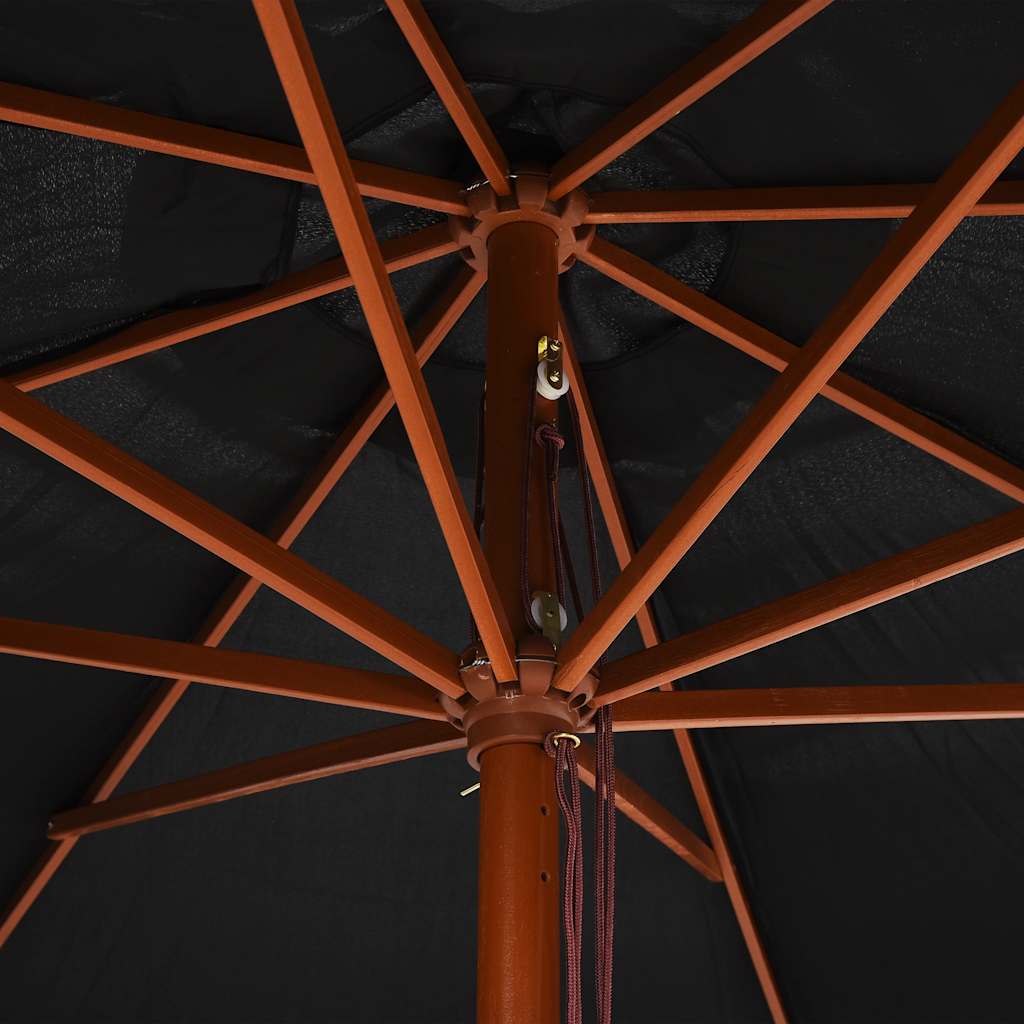 Garden Parasol | Black | Bamboo, hardwood, polyester | Large | Foldable