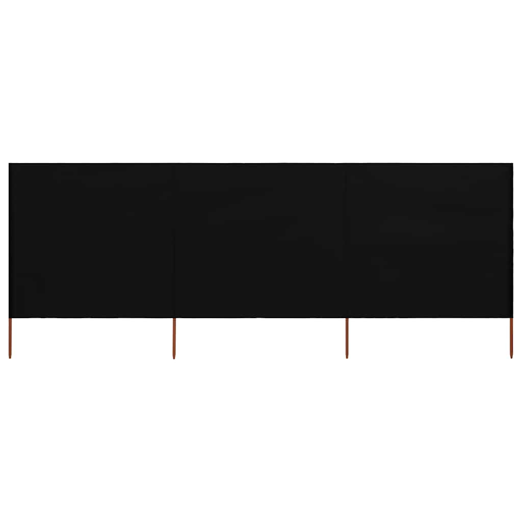 3-panel Wind Screen Fabric 400x120 cm Black