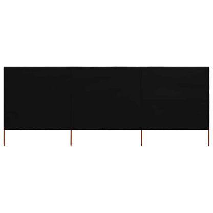 3-panel Wind Screen Fabric 400x120 cm Black