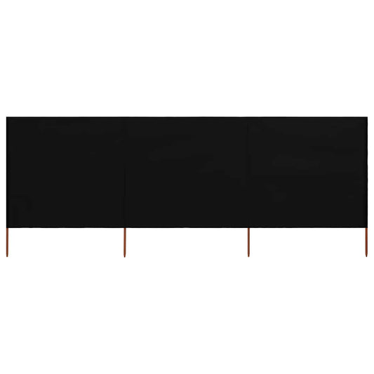 3-panel Wind Screen Fabric 400x120 cm Black