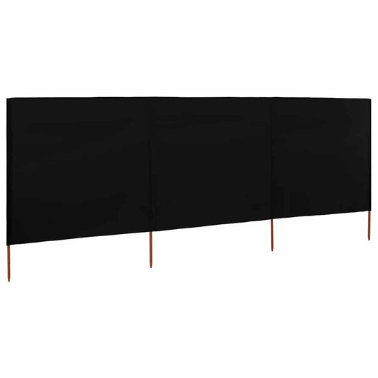 3-panel Wind Screen Fabric 400x120 cm Black