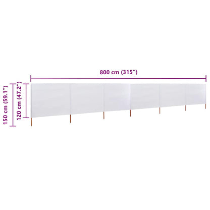6-panel Wind Screen Fabric 800x120 cm Sand White