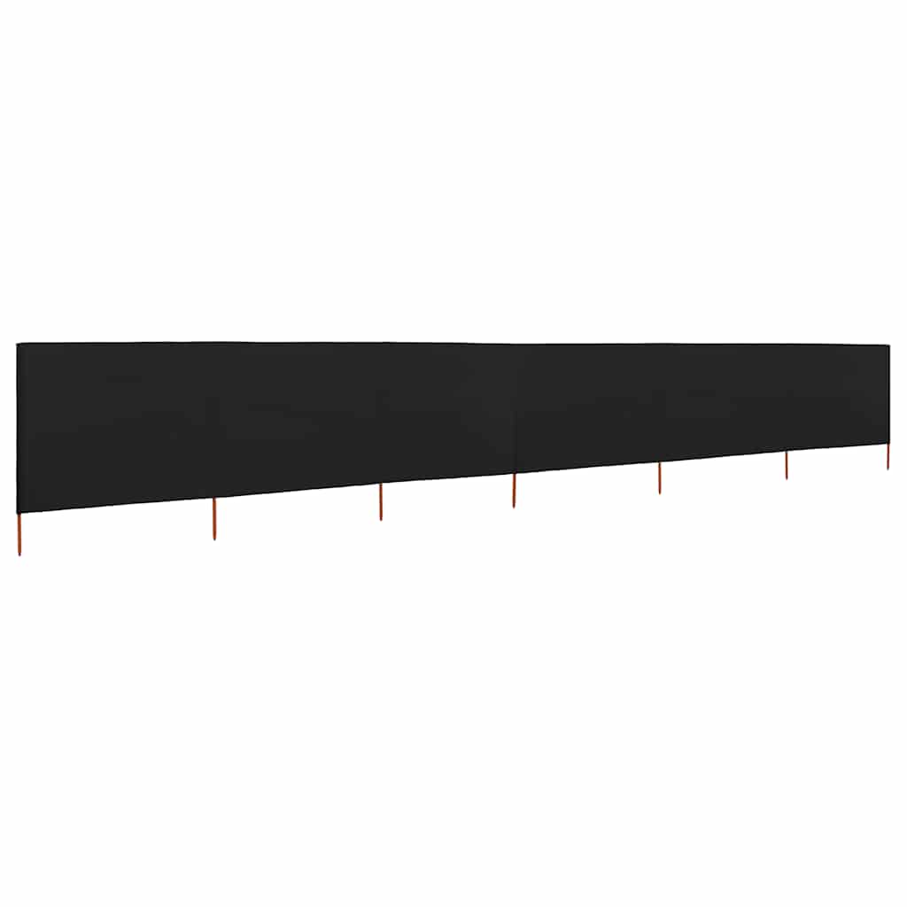 6-panel Wind Screen Fabric 800x120 cm Black