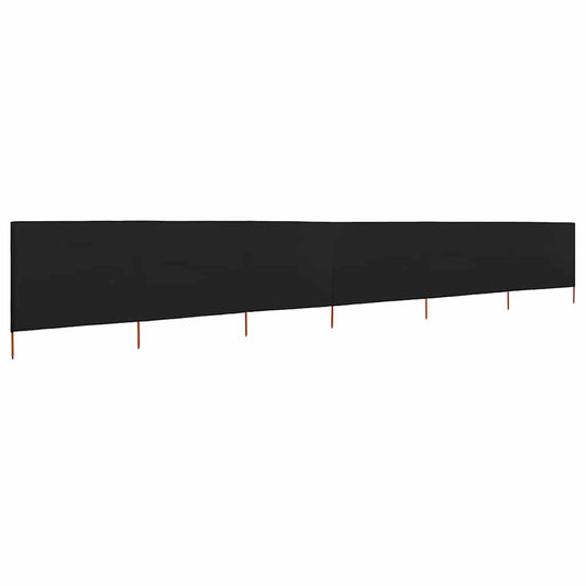 6-panel Wind Screen Fabric 800x120 cm Black