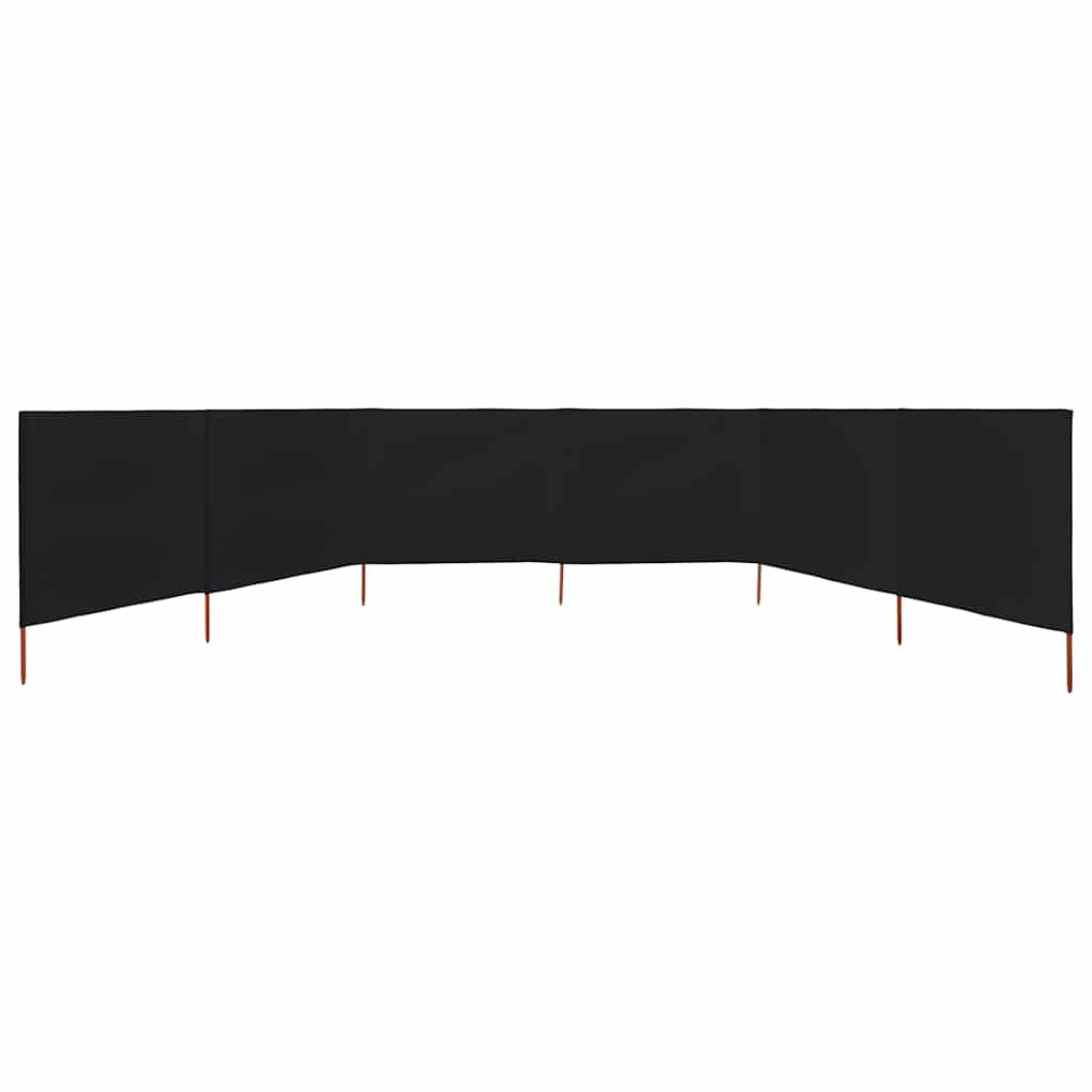 6-panel Wind Screen Fabric 800x120 cm Black