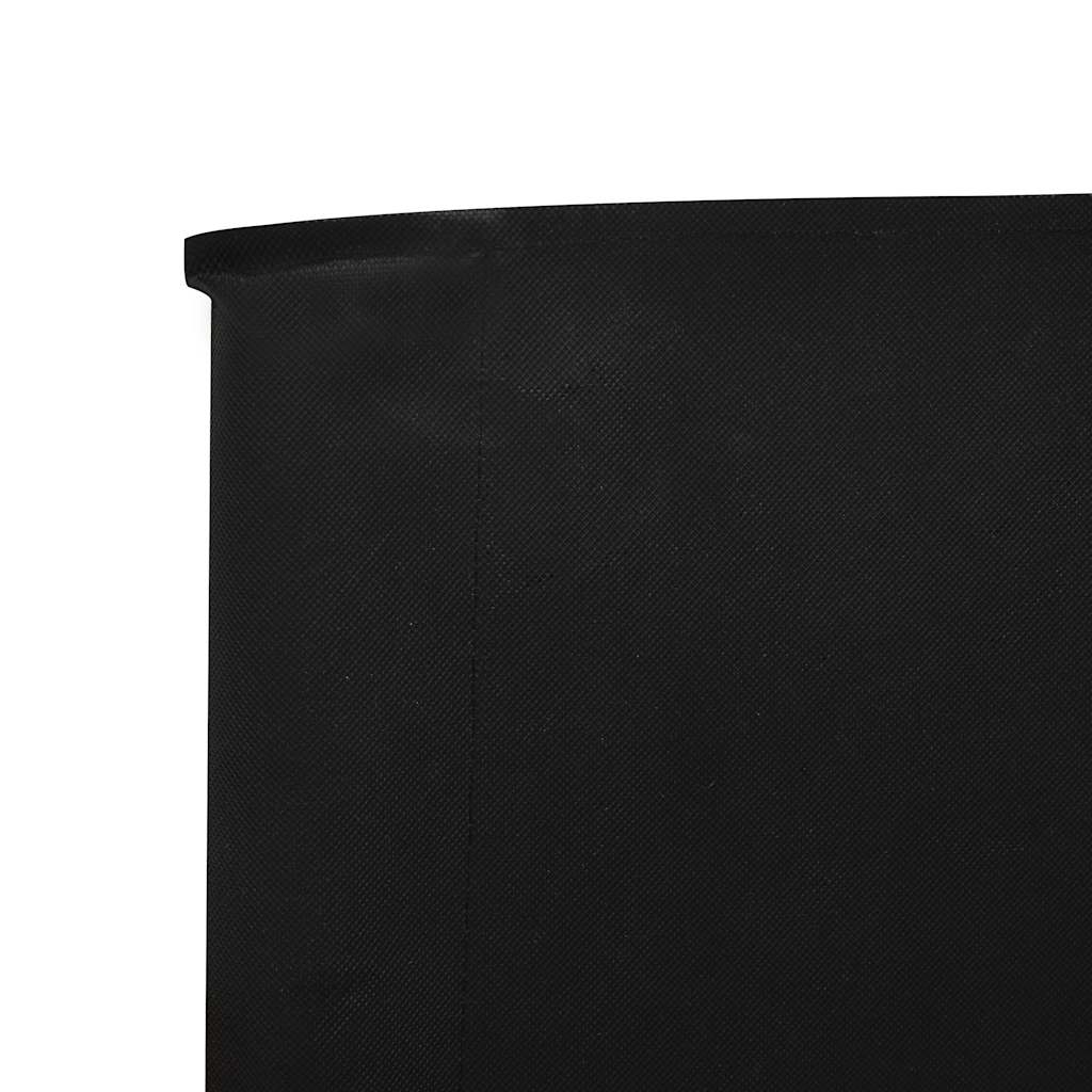 6-panel Wind Screen Fabric 800x120 cm Black