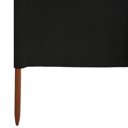 6-panel Wind Screen Fabric 800x120 cm Black