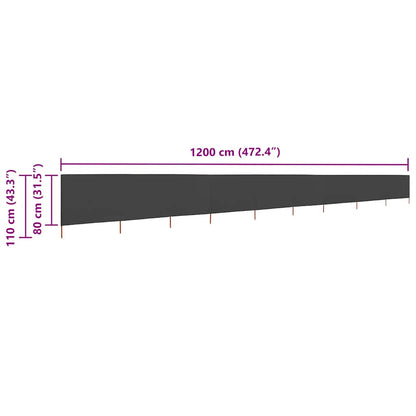 9-panel Wind Screen Fabric 1200x80 cm Anthracite