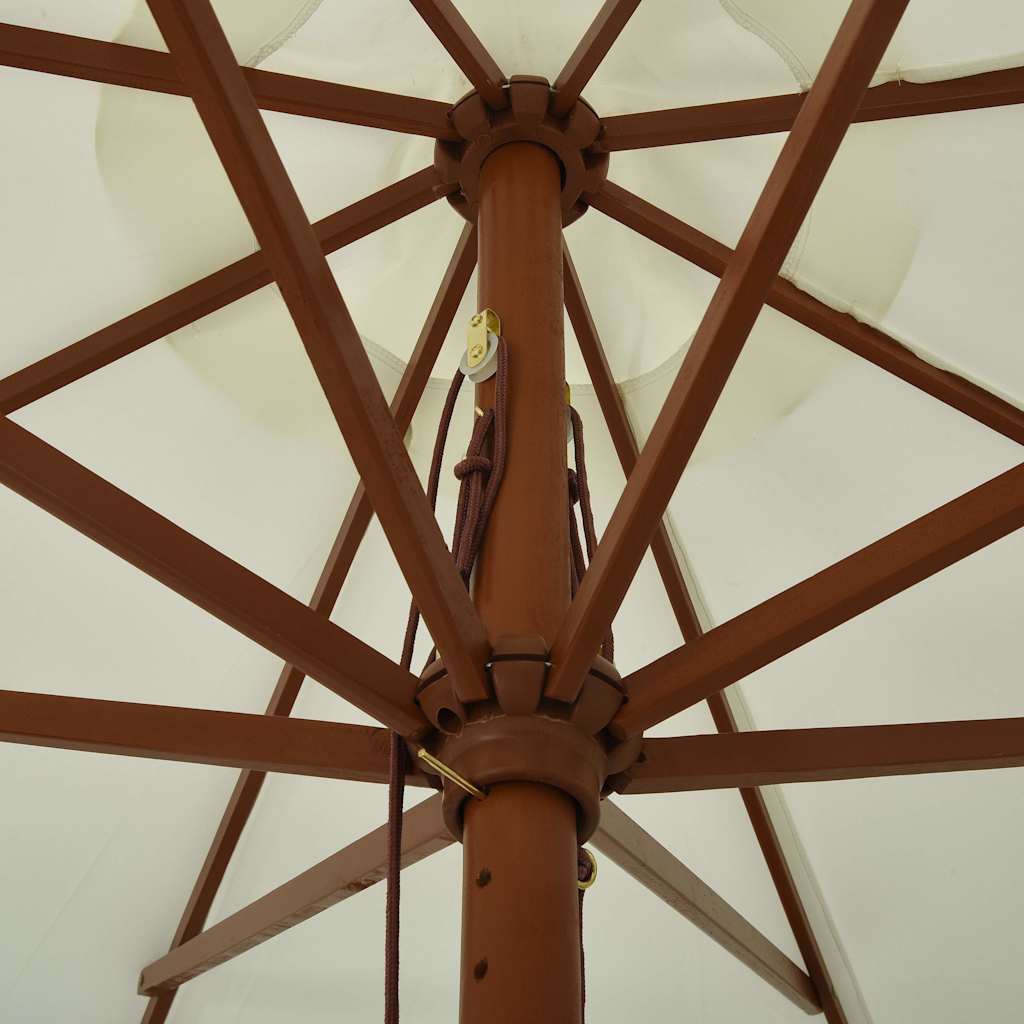 Garden Parasol with Wooden Pole 330 cm Sand White