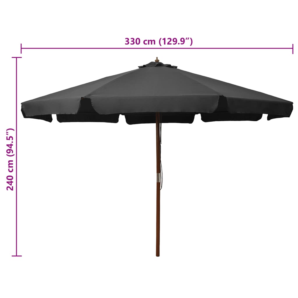 Garden Parasol | Anthracite | Polyester | Large | Foldable