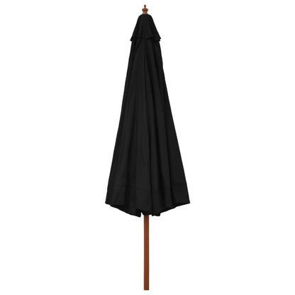 Garden Parasol | Black | Polyester, Laminated Bamboo, Hardwood | Large