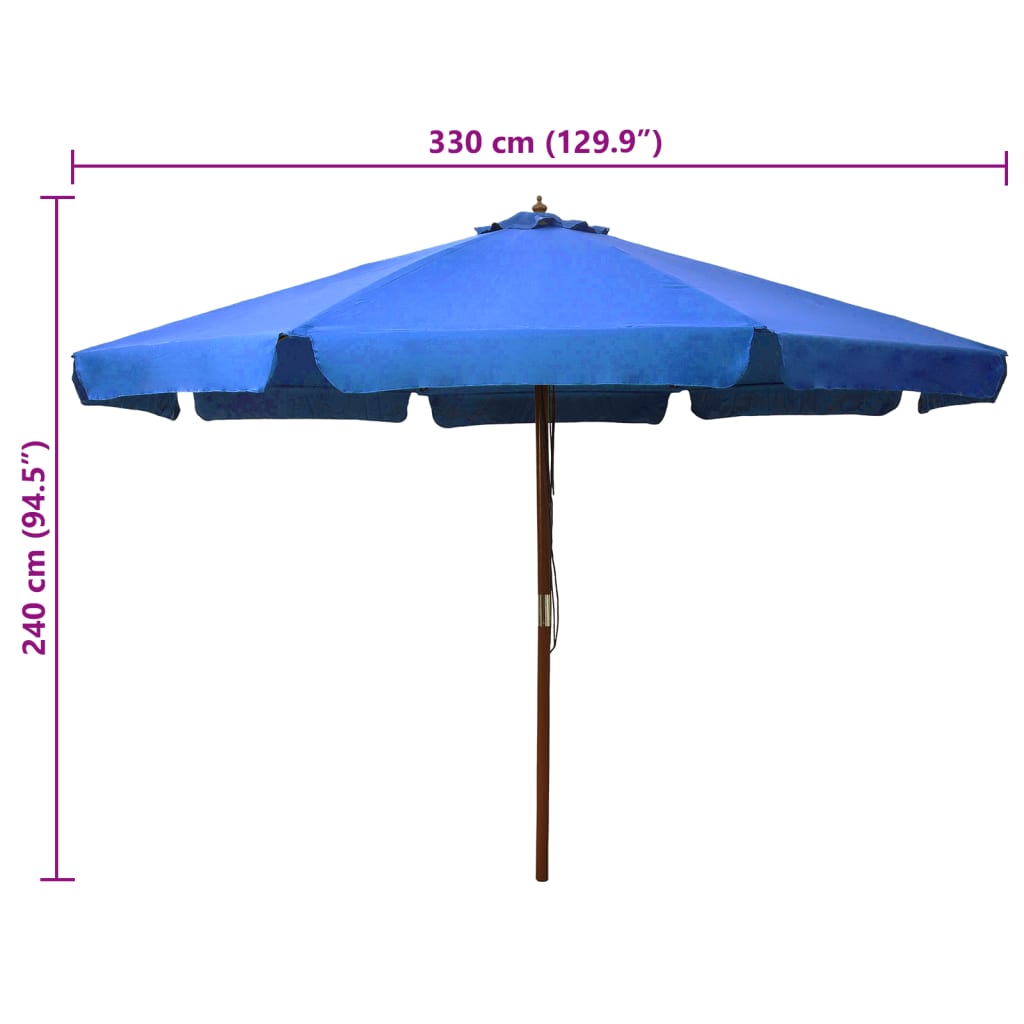 Garden Parasol Azure Polyester, Laminated bamboo, Hardwood Large