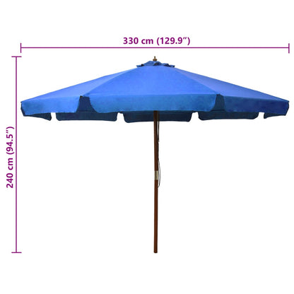 Garden Parasol Azure Polyester, Laminated bamboo, Hardwood Large