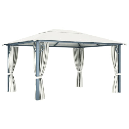 Gazebo with Curtain 400 x 300 cm Cream Aluminium